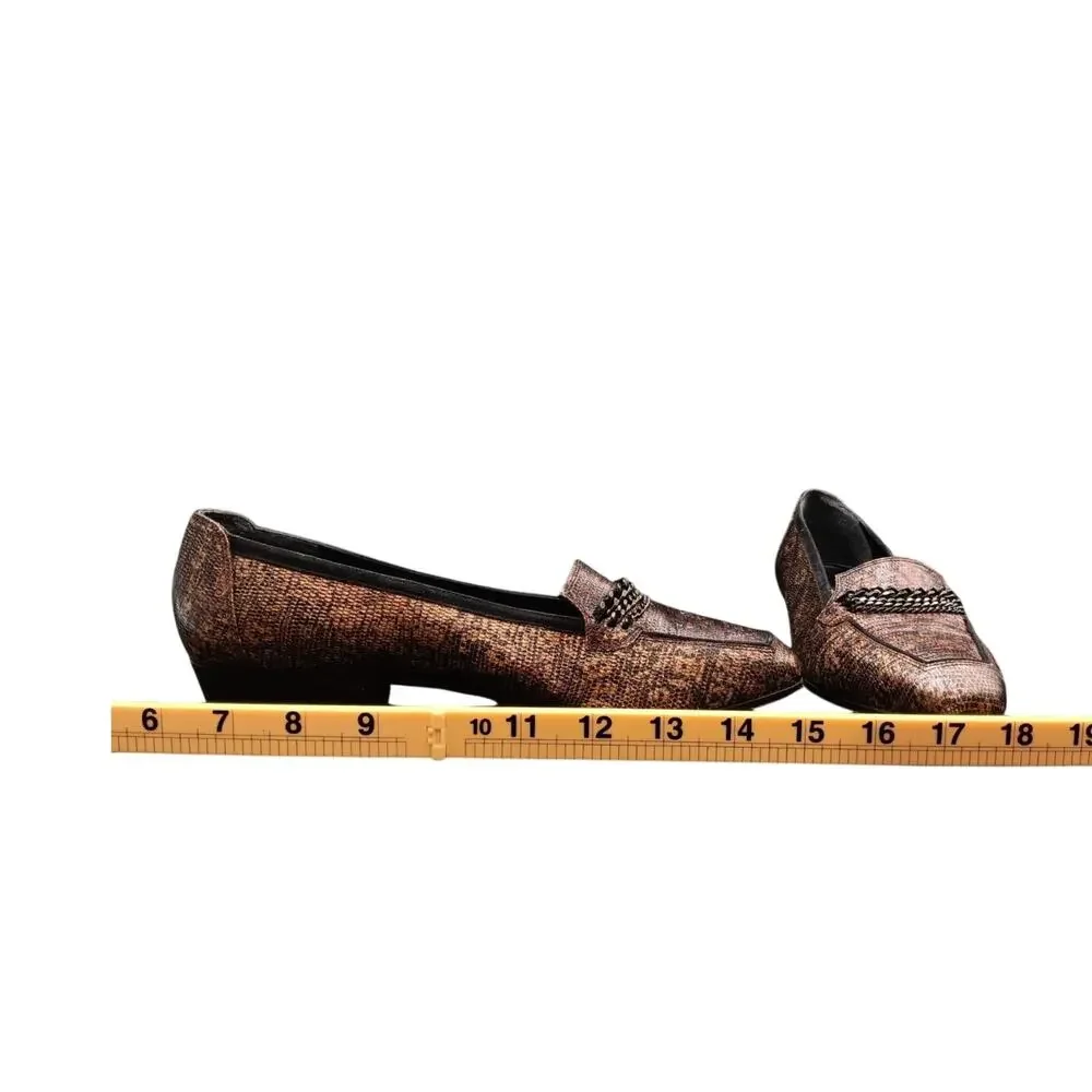 Vintage Stuart Weitzman Snake Print Leather Loafers 8.5 B
